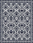 Ornate Floral Black and White Pattern Rug