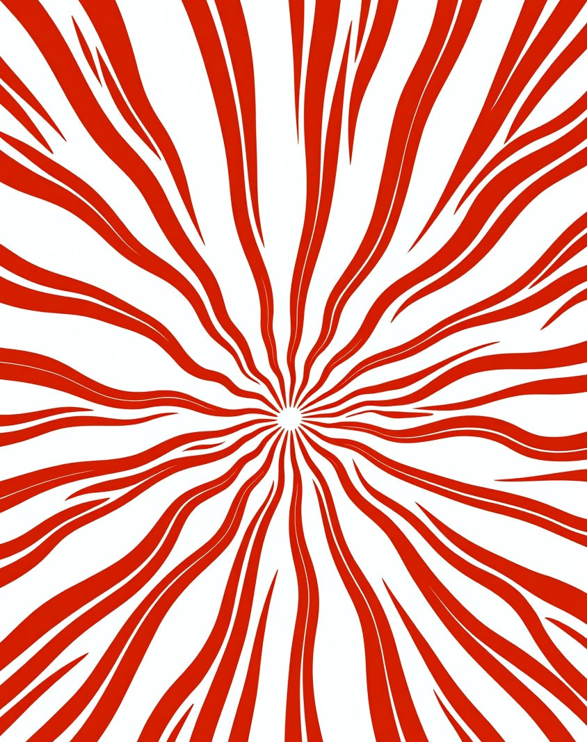 Radiating Red Wavy Lines Rug