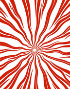 Radiating Red Wavy Lines Rug