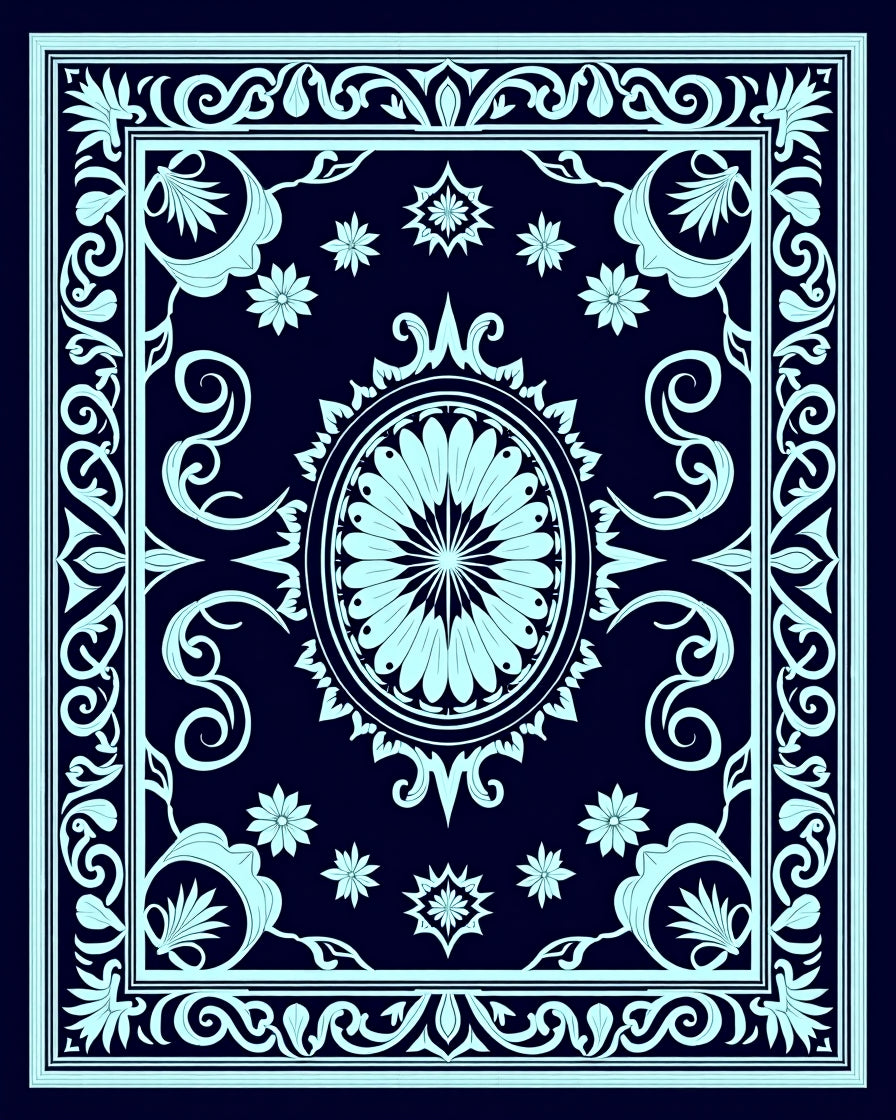 Art Nouveau Floral Medallion Design Rug