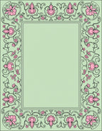 Pastel Pink Floral Vine Border Rug