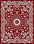 Rich Red Floral Swirl Pattern Rug