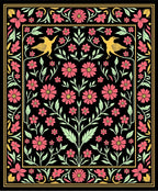 Floral Bird With Yellow Accents Design Rug