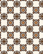 Geometric Brown White Floral Pattern Rug
