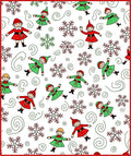 Christmas Elves Snowflakes Swirls Medley Rug