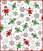 Christmas Elves Snowflakes Swirls Medley Rug