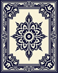 Elegant Navy Floral Center Medallion Rug