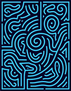Abstract Blue Maze Pattern Rug