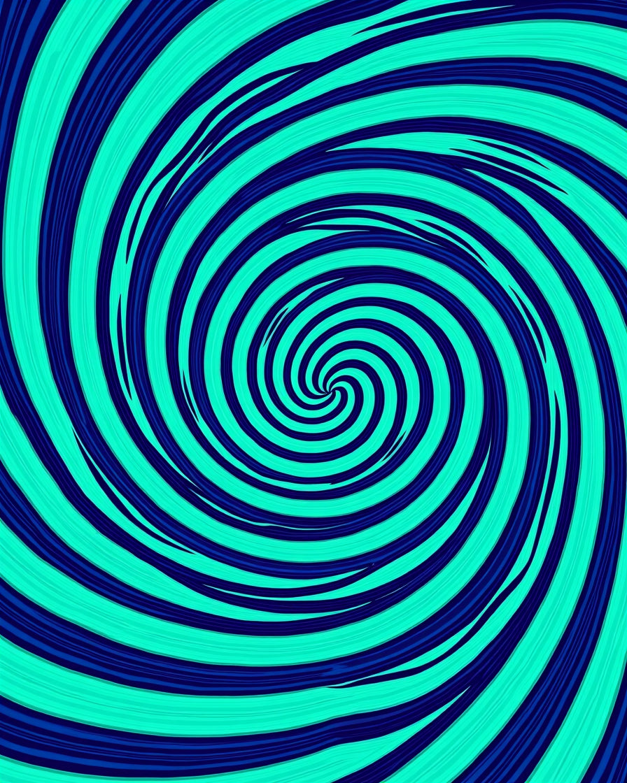 Cool Aqua Deep Blue Swirl Rug