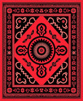 Bold Red Black Floral Medallion Rug