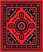 Bold Red Black Floral Medallion Rug