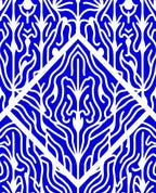 Blue White Organic Art Deco Pattern Rug