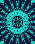 Turquoise Radiating Floral Sunburst Pattern Rug