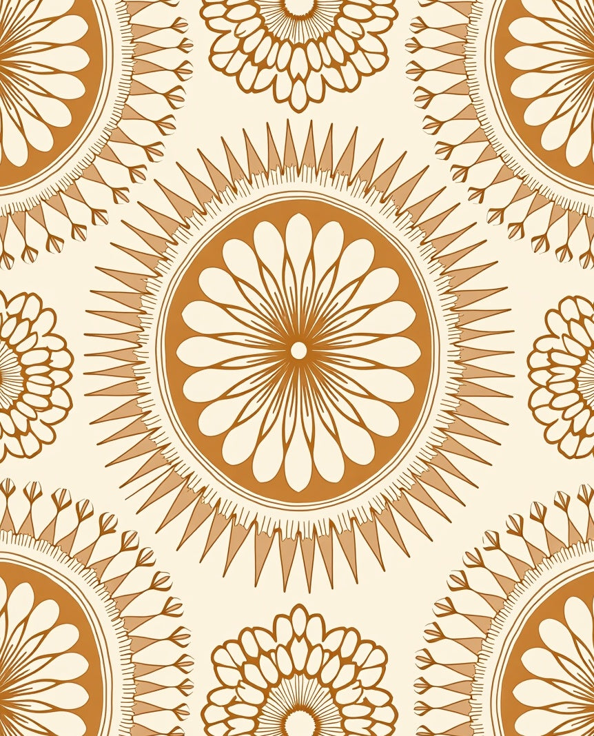 Mandala Style Sunburst Pattern Rug