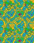 Groovy Blue Floral Swirl Design Rug