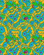 Groovy Blue Floral Swirl Design Rug