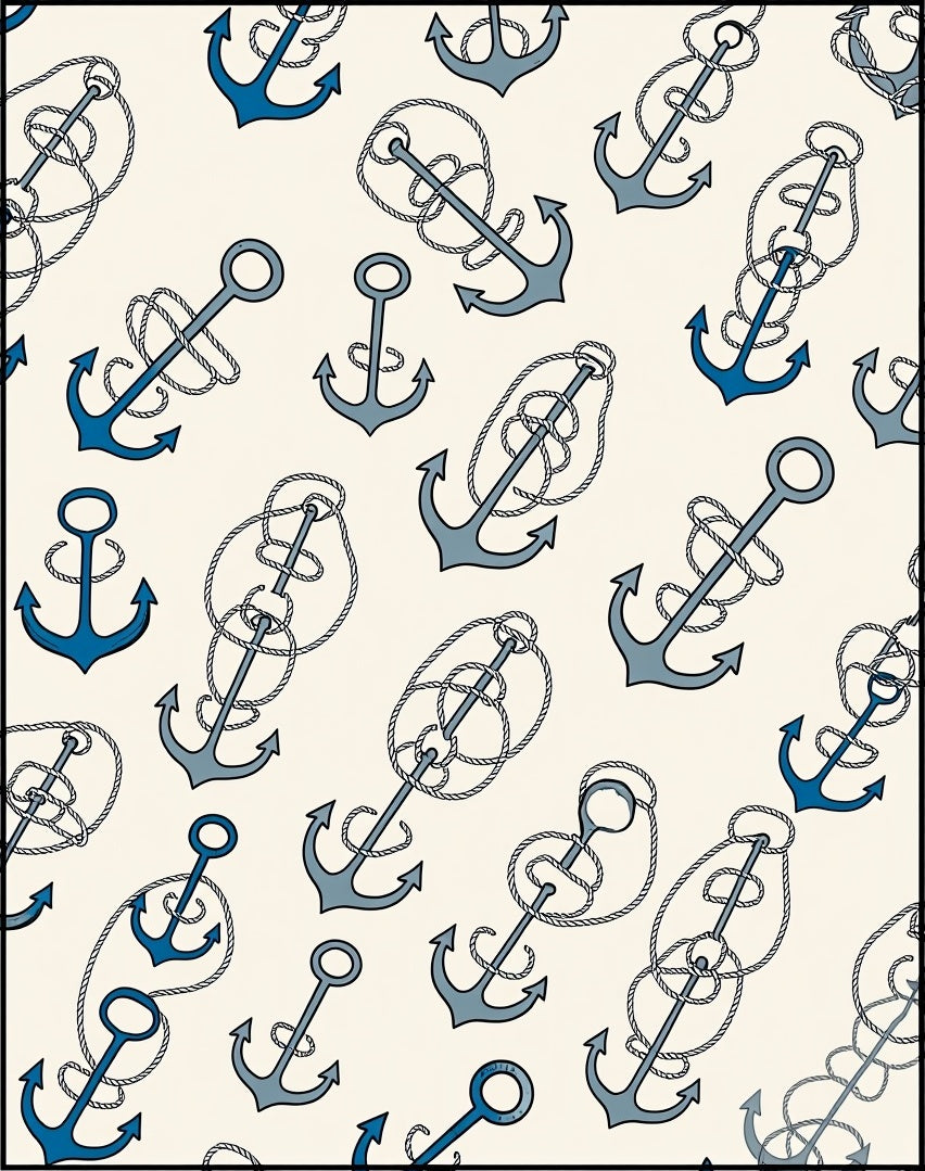 Nautical Anchor Rope Pattern Design Rug