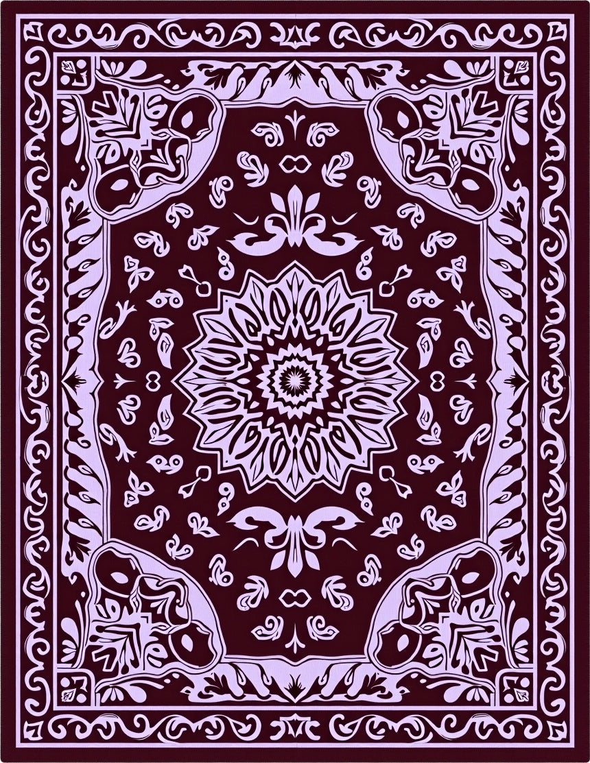Ornate Red Mandala Floral Pattern Rug