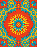 Vibrant Psychedelic Starburst Mandala Design Rug