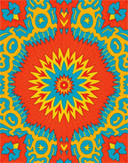 Vibrant Psychedelic Starburst Mandala Design Rug