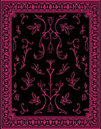 Bold Hot Pink Floral Frame Design Rug