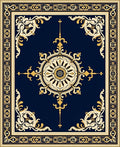 Intricate Gold Floral Medallion Design Rug