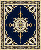 Intricate Gold Floral Medallion Design Rug