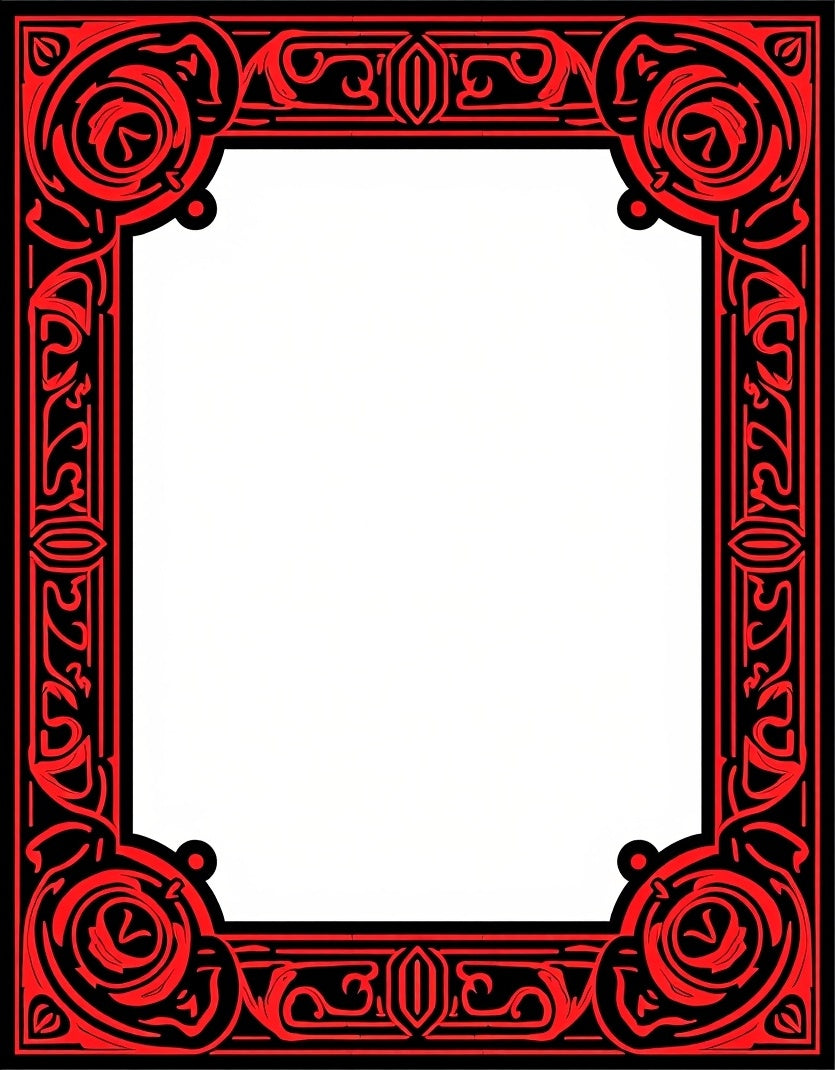 Bold Red Black Ornate Pattern Rug