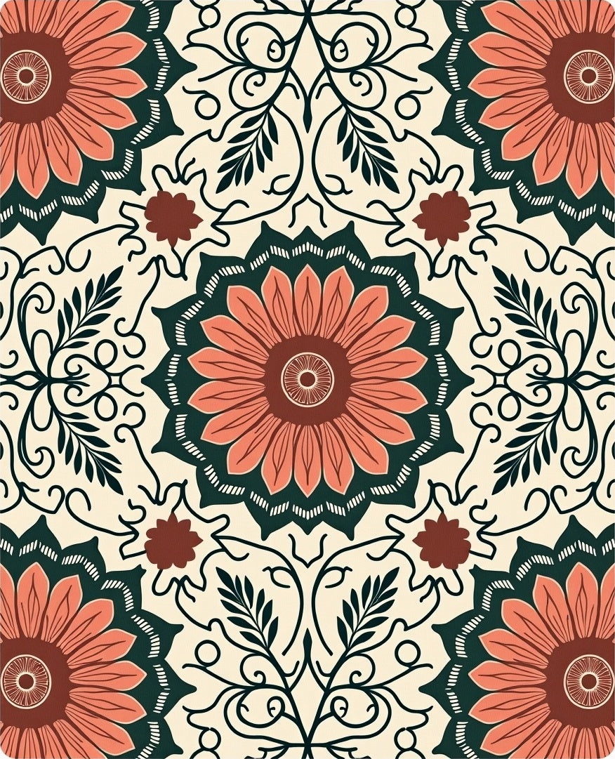 Floral Mandala Inspired Pattern Design Rug