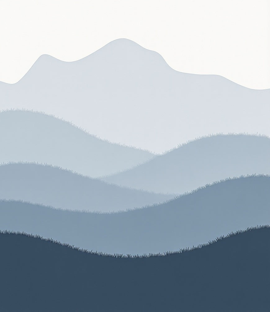 Layered Blue Hills With Grass Texture Rug