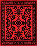 Bold Floral Red Black Pattern Design Rug