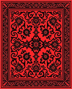 Bold Floral Red Black Pattern Design Rug