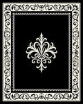 Elegant Black With Cream Scroll Scrollwork Rug