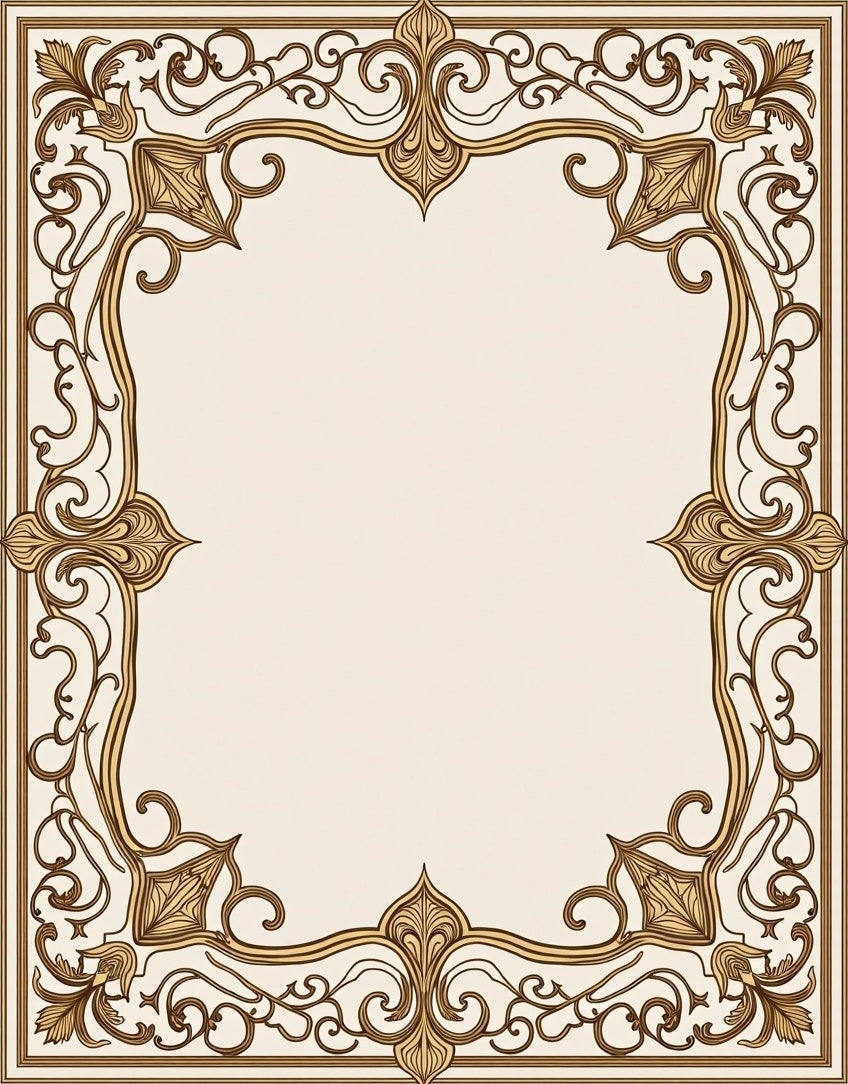 Art Nouveau Gold Scrollwork Pattern Rug