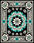 Bold Floral Border With Teal Accents Rug