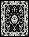 Intricate Black Ivory Floral Pattern Square Rug