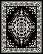 Black White Intricate Floral Mandala Rug