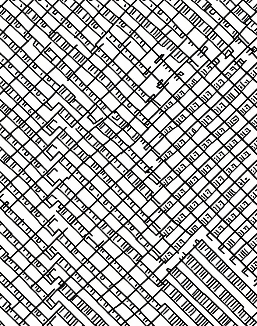 Interlocking Labyrinth Black and White Rug