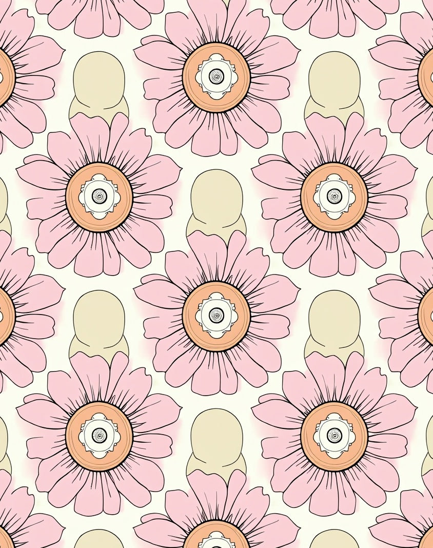 Retro Pink Flower Pattern Design Rug