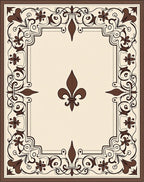 Classic Fleur-de-Lis Floral Pattern Rug