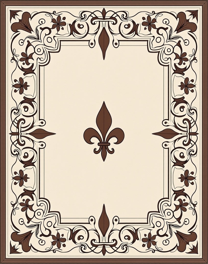 Classic Fleur-de-Lis Floral Pattern Rug