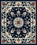 Intricate Floral Scrollwork Graphic Rug