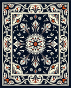 Intricate Floral Scrollwork Graphic Rug
