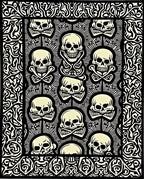 Bold Black And White Skull Scrape Rug
