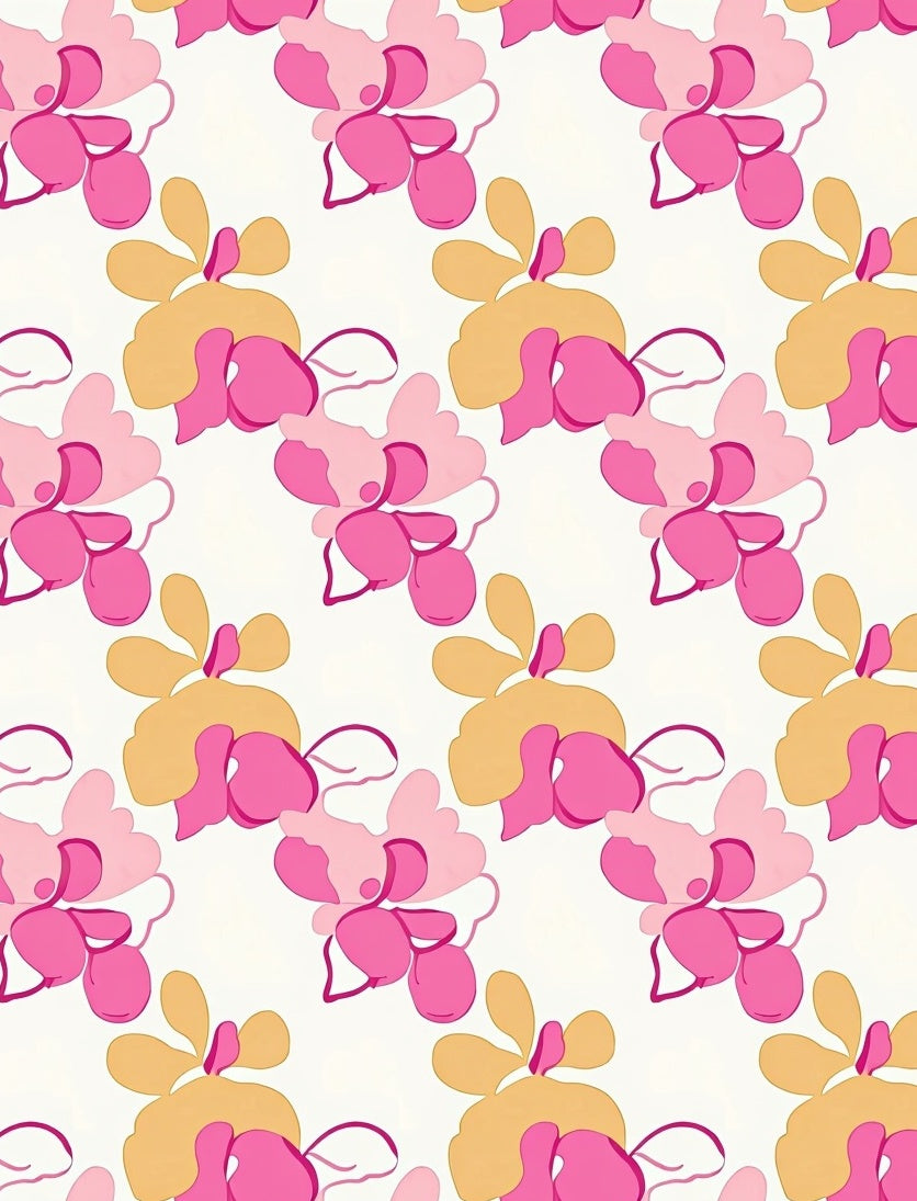 Abstract Floral Pattern with Pink Gold Hues Rug