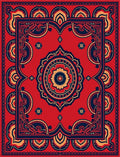 Red Bold Mandala Patterned Rug