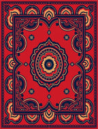 Red Bold Mandala Patterned Rug