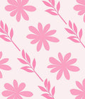 Pink Floral Leaf Pattern Rug