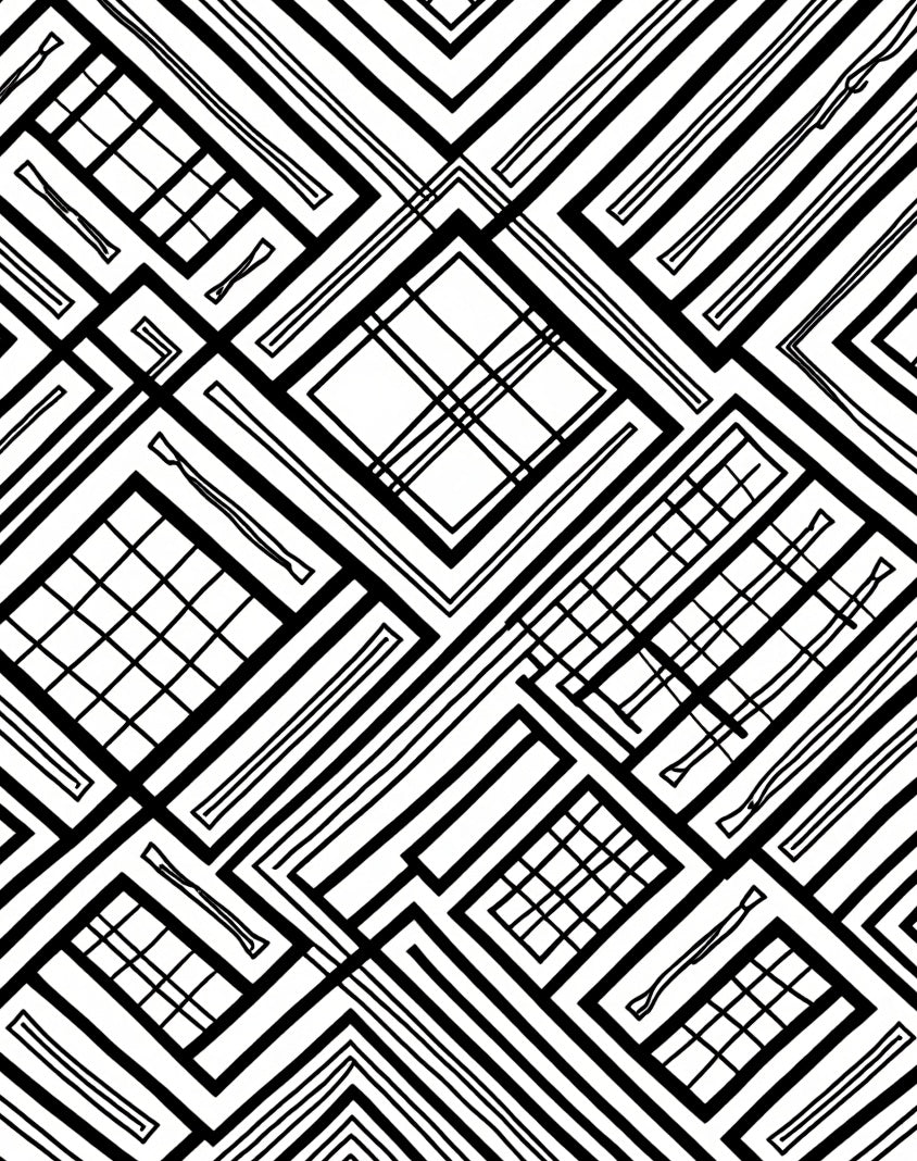 Bold Black White Geometric Lines Rug