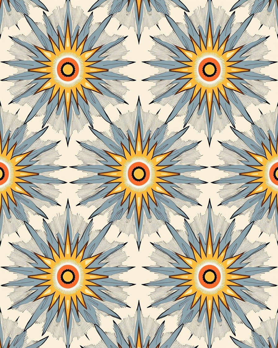 Sunburst Starburst Pattern Design Rug